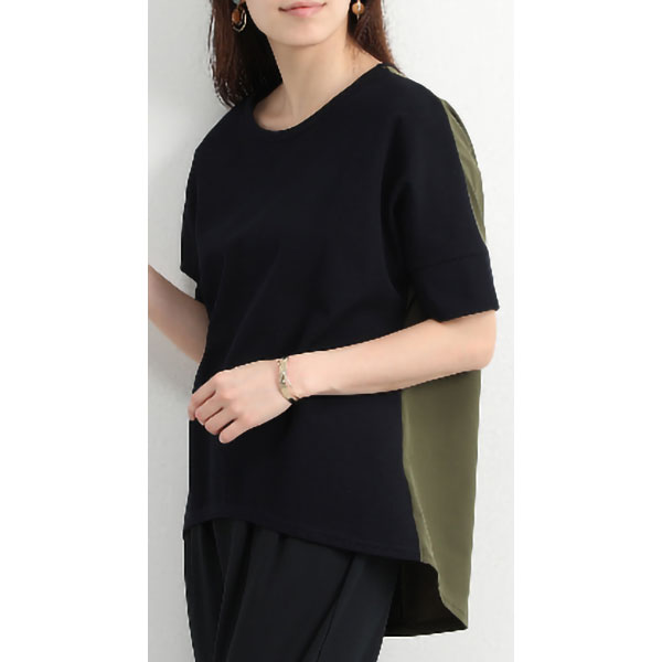 前後異素材切替デザインプルオーバー