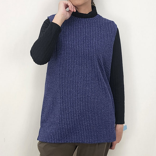 ブークレニット調リブ地ゆったりチュニックベスト